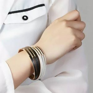 Multilayer Leather Bracelet Black & White